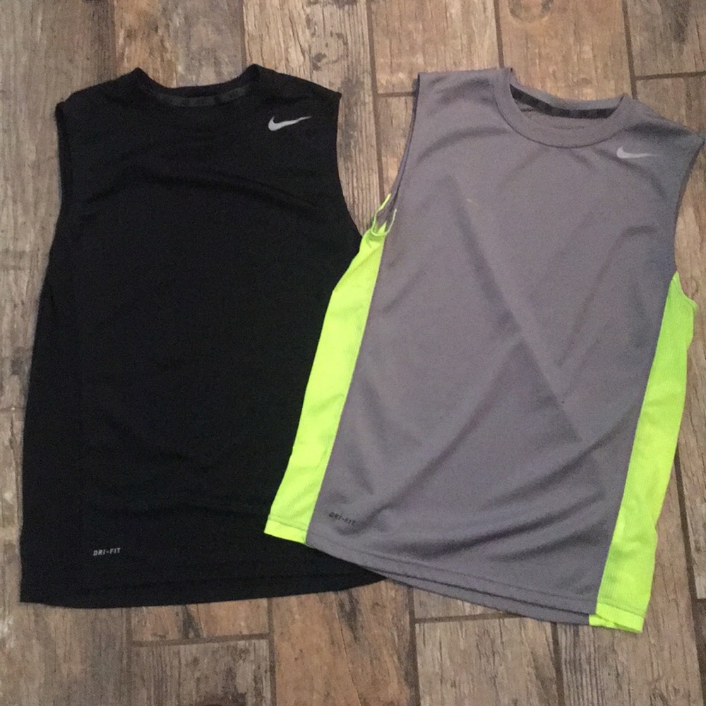 2 YLG Nike dri-fit sleeveless shirts